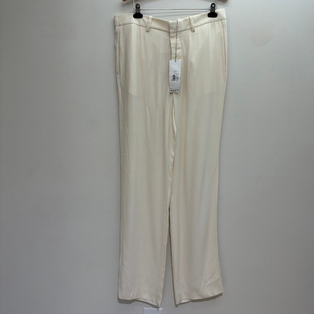 NWT Marni Crepe Beige Pants EU 46/US 10 Old Money Neutral Quiet Luxury Preppy